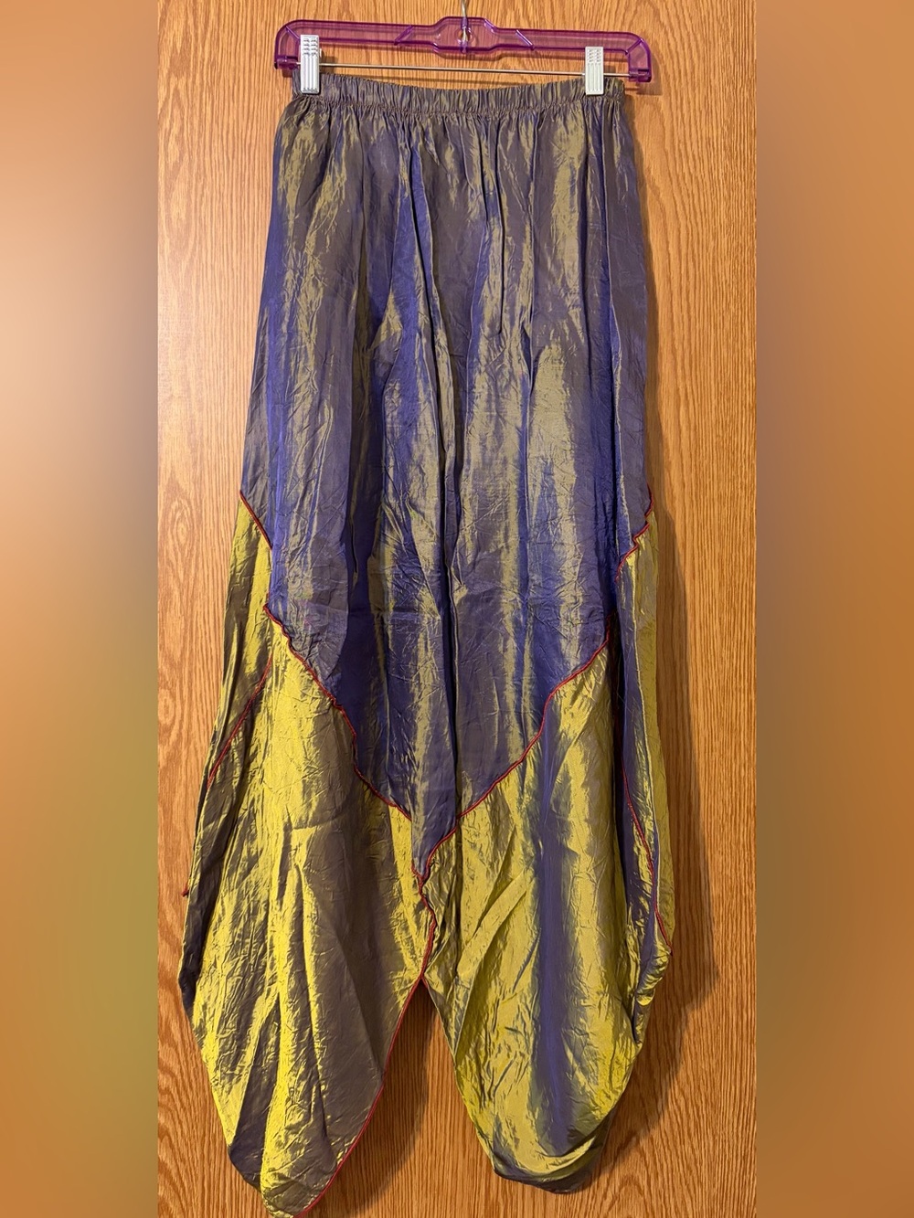 Asymmetrical Blue and Olive Handkerchief Skirt
